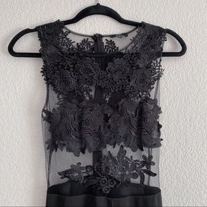 Black Lace and Mesh Jumpsuit